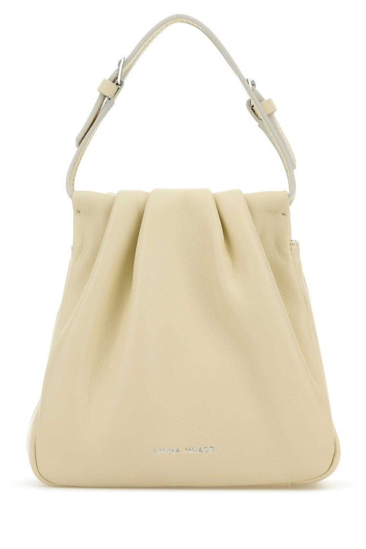 Amina Muaddi Ivory Nappa Leather Vittoria Crystal Handbag