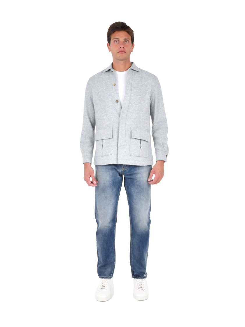 Boglioli Light Grey Shetland Wool Safari Overshirt