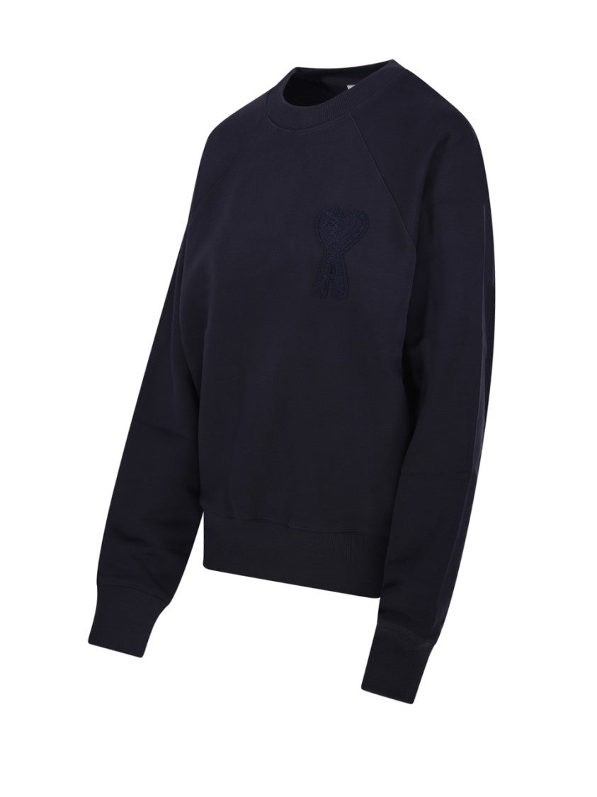 Ami Organic Cotton Sweatshirt With Embroidered Detail