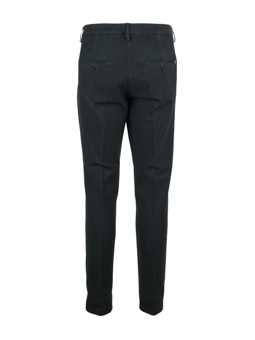 Dondup Black Gaubert Textured Stretch Cotton Trousers