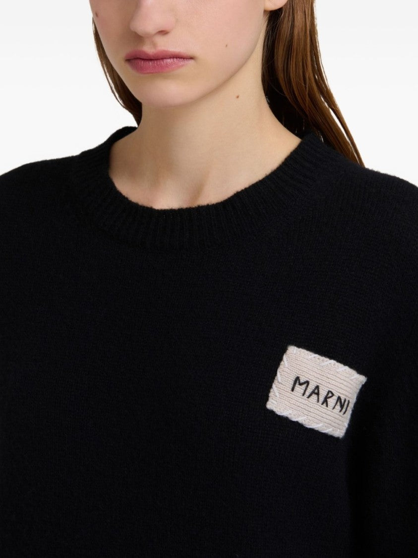 Marni Cropped /Cashmere Sweater With Classic Crew Neckline