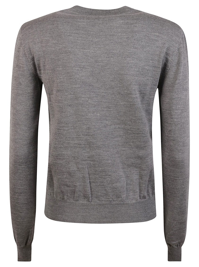 Moschino Textured Knit Grey Sweater