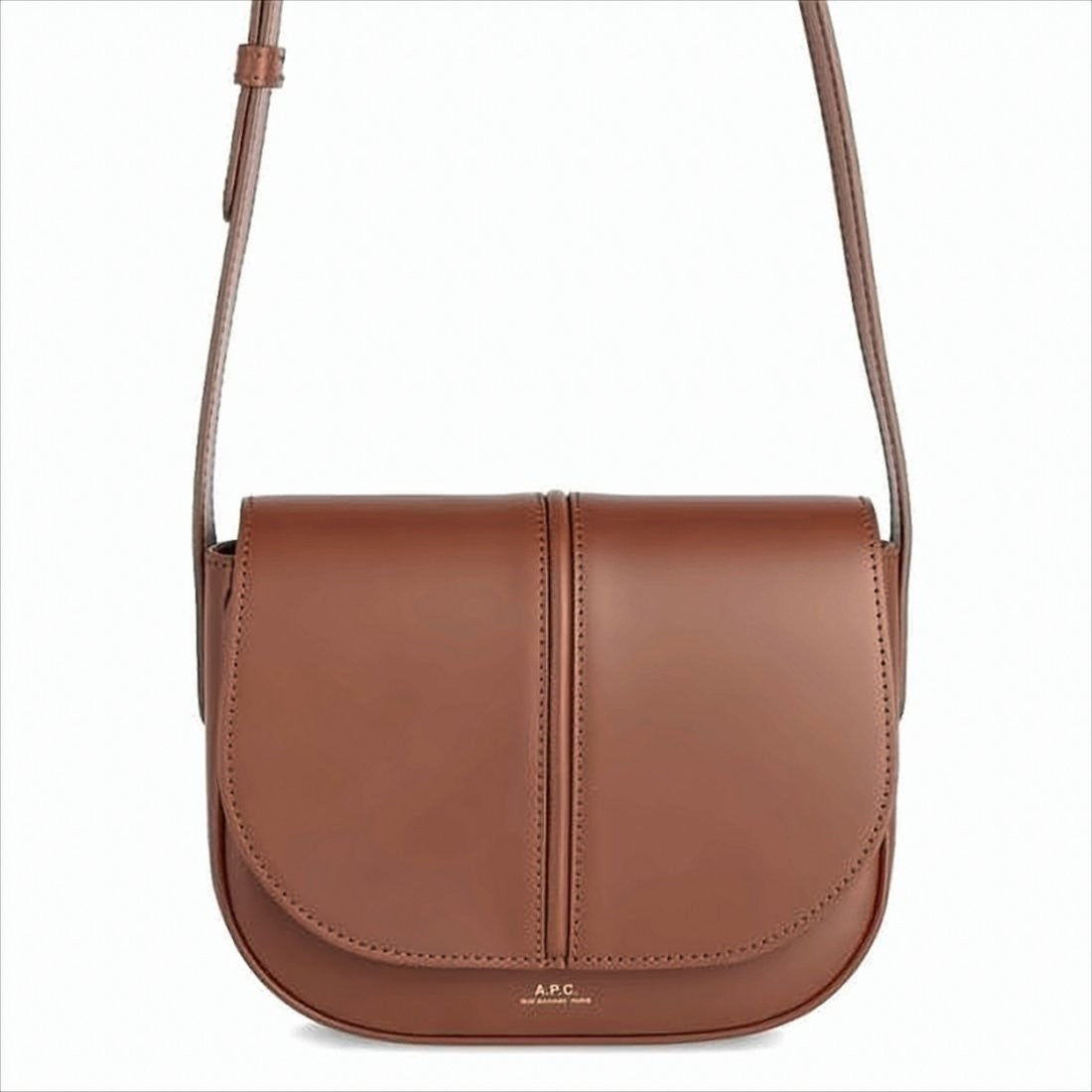 A.P.C. Smooth Structured Shoulder Bag With Rounded Flap Closure