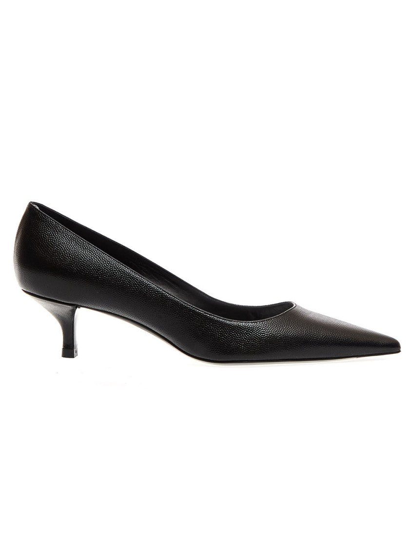 Stuart Weitzman Black Leather Hammered Pumps