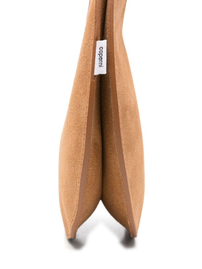 Coperni Brown Crescent Suede Top Zip Bag