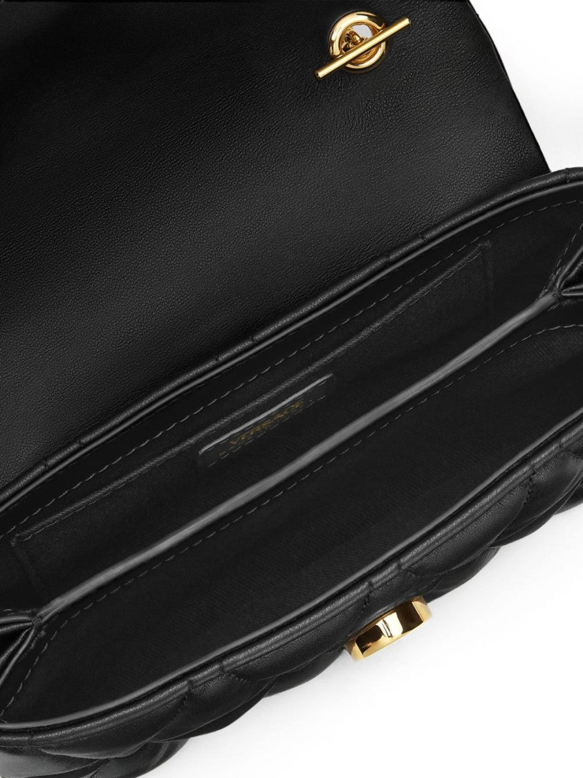 Versace Quilted Black Lambskin Foldover Bag
