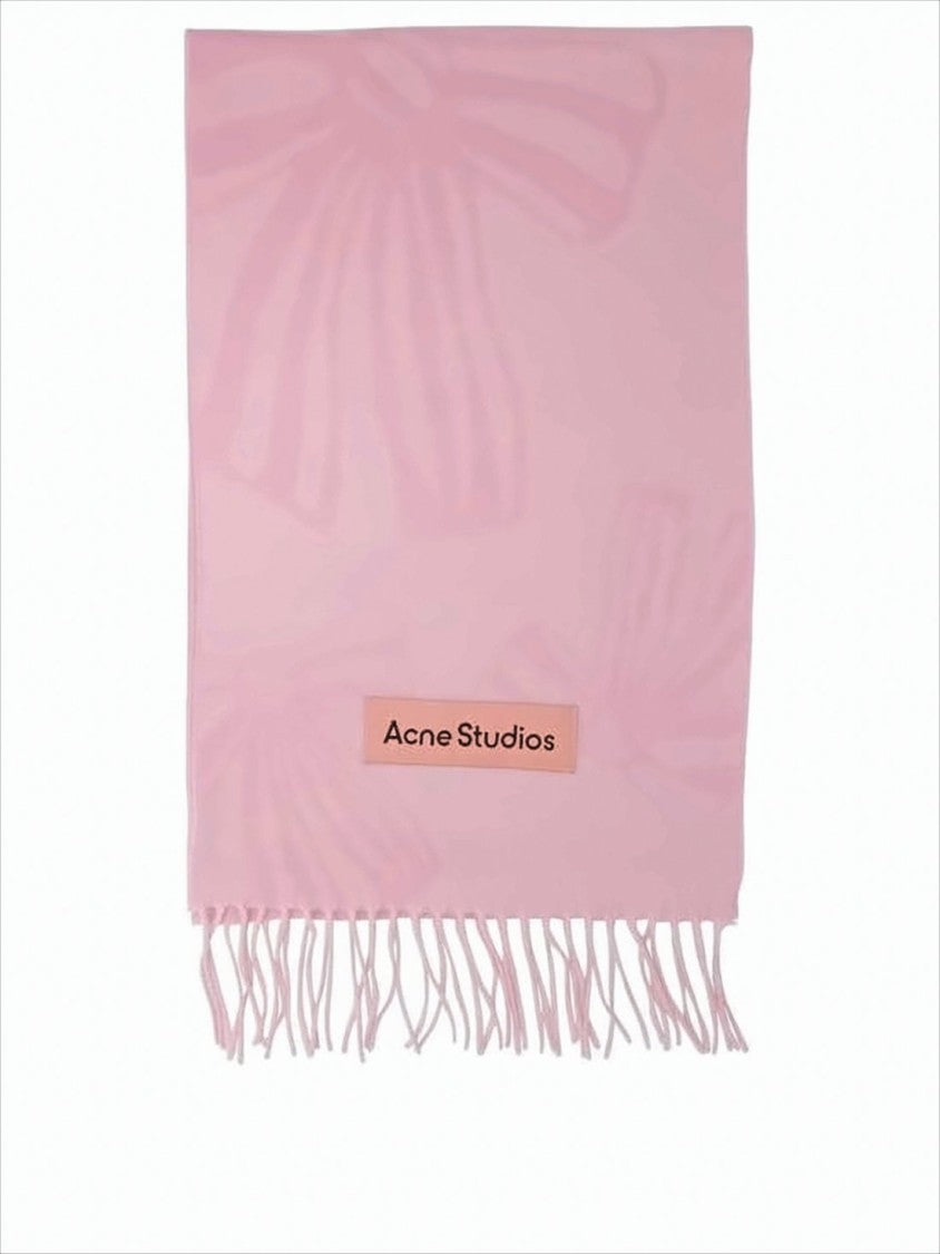 Acne Studios Rectangular Cashmere Scarf With Subtle Tonal Pattern