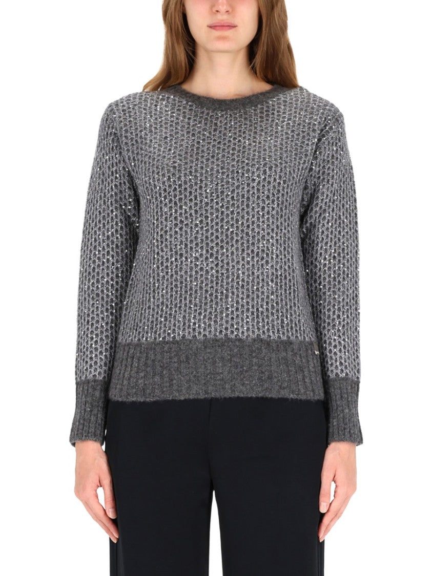 Herno Textured Knit Sweater With Round Neckline And Ribbed Finish