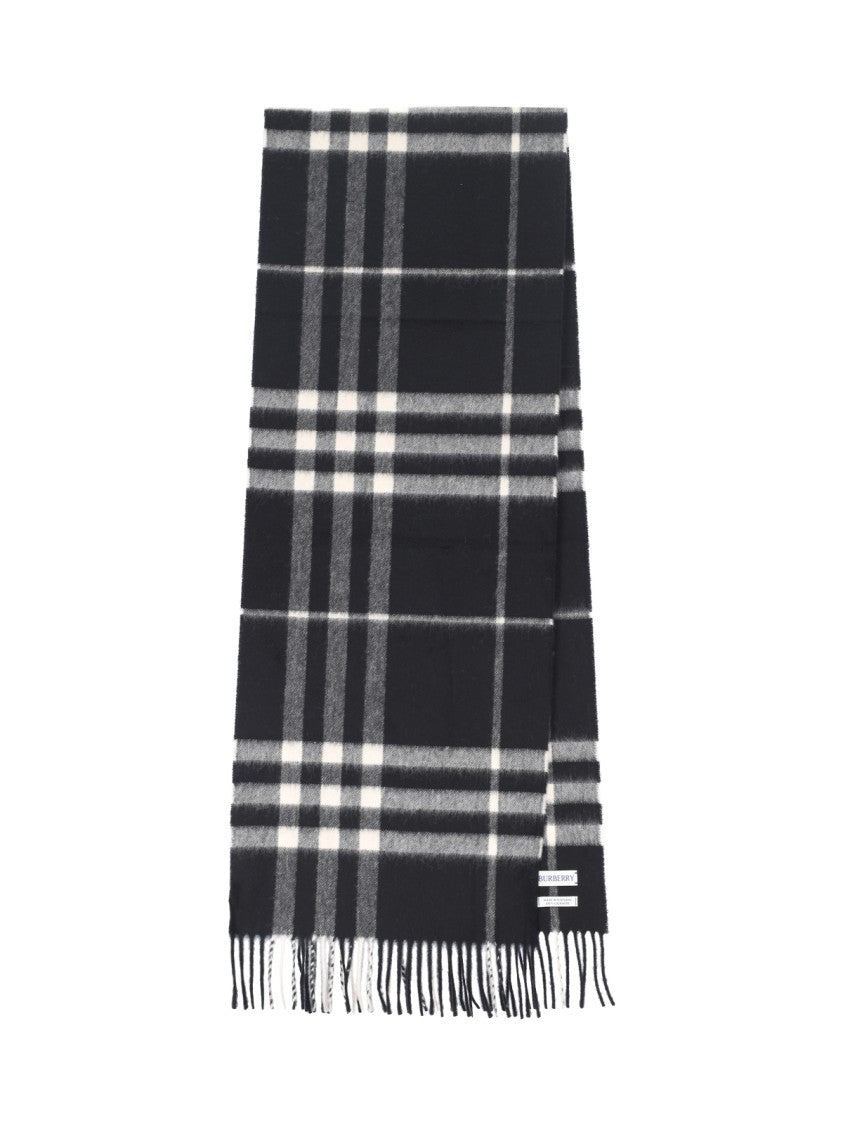 Burberry "Check" Cashmere Scarf – Black