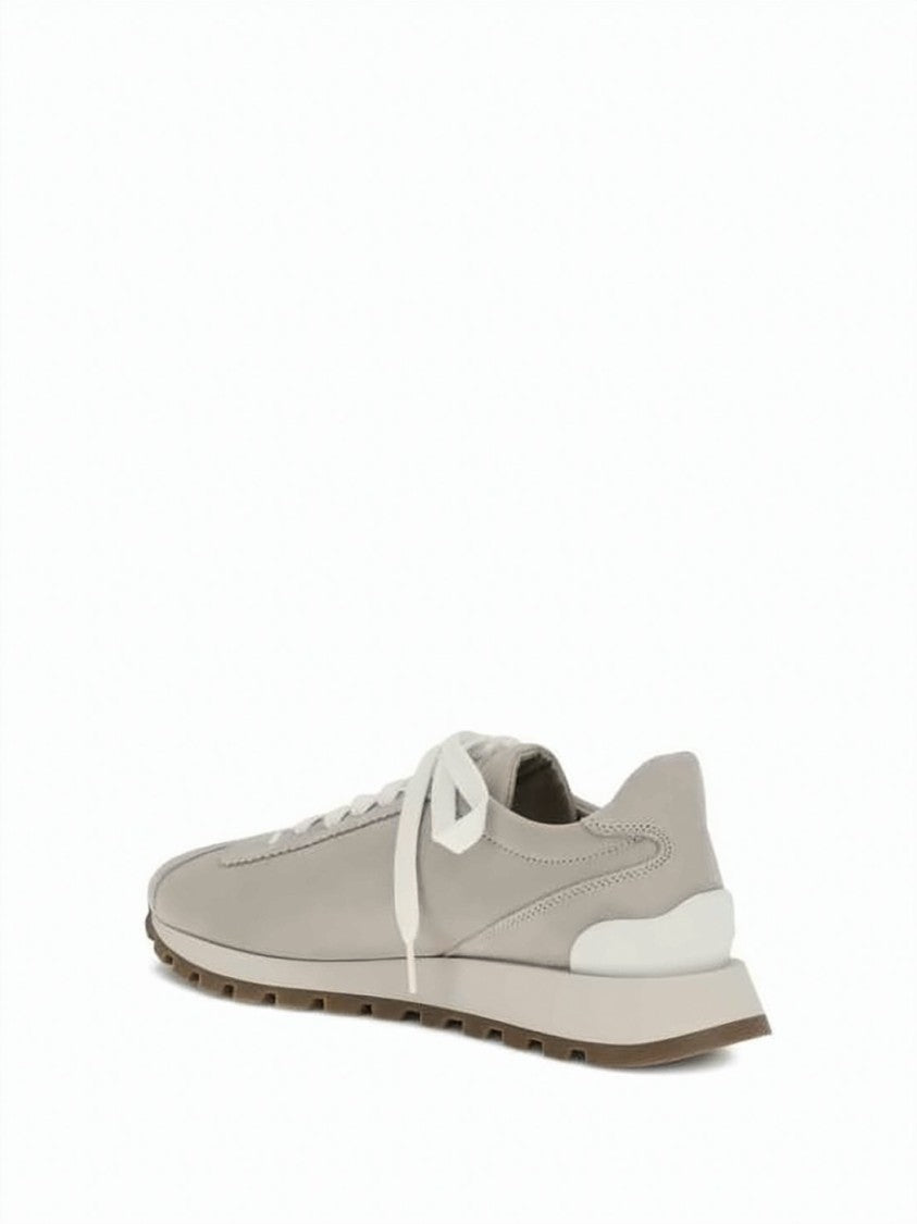 Brunello Cucinelli Shiny Tab Detail Suede Running Sneakers