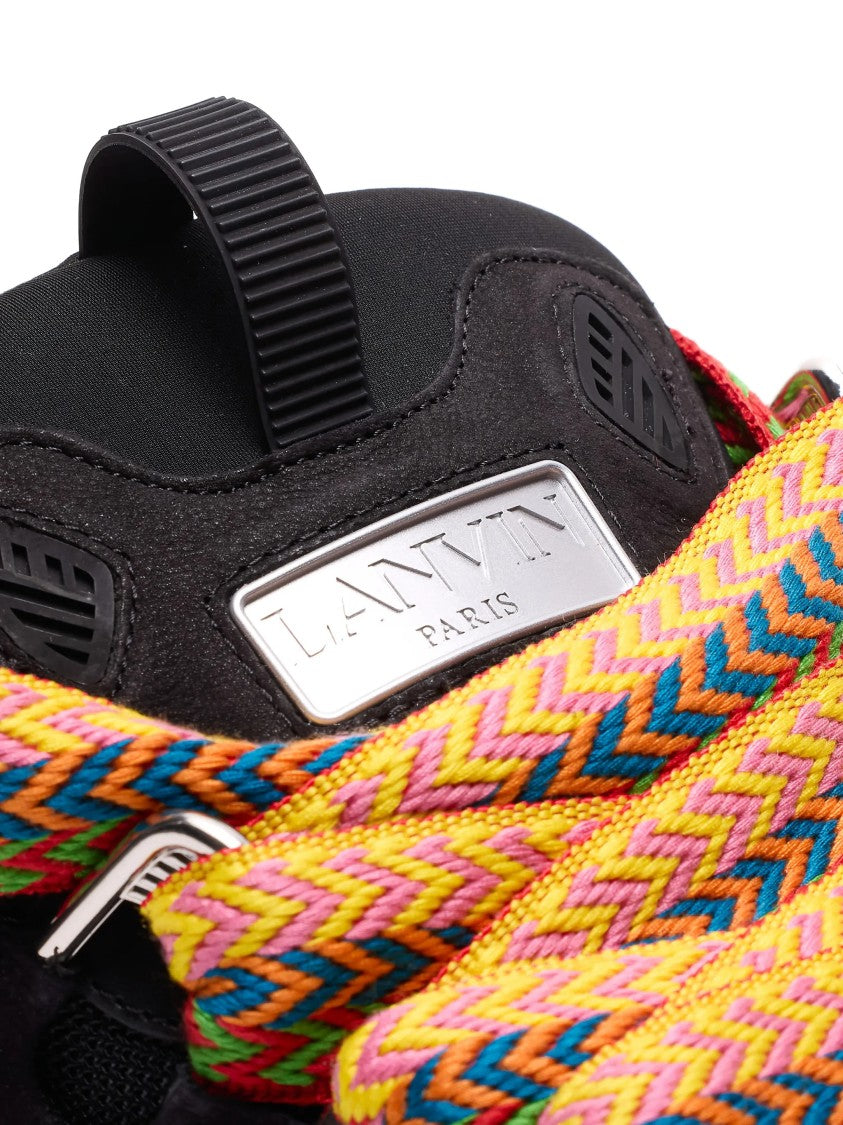 Lanvin Black Curb Sneakers Textured Calf Sneakers
