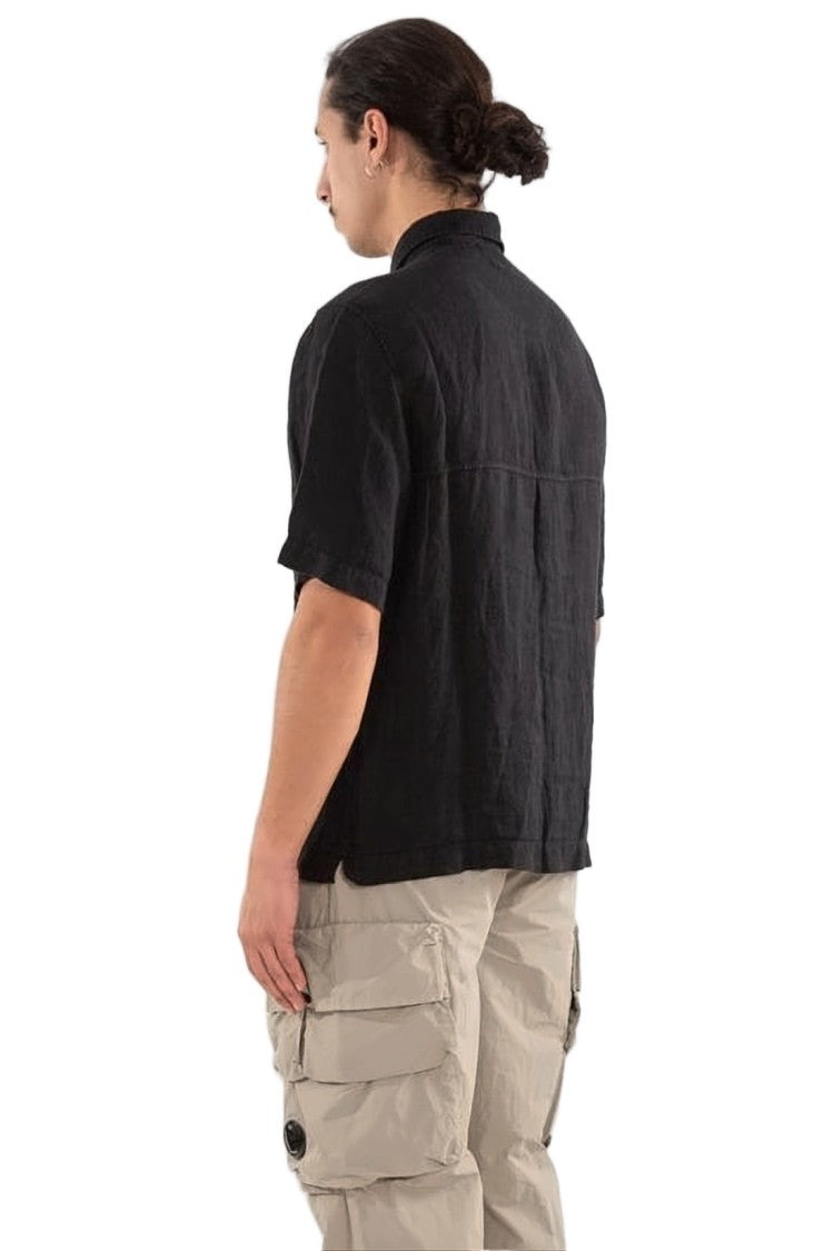 C.P. Company Short-Sleeve Linen Shirt With Classic Collar