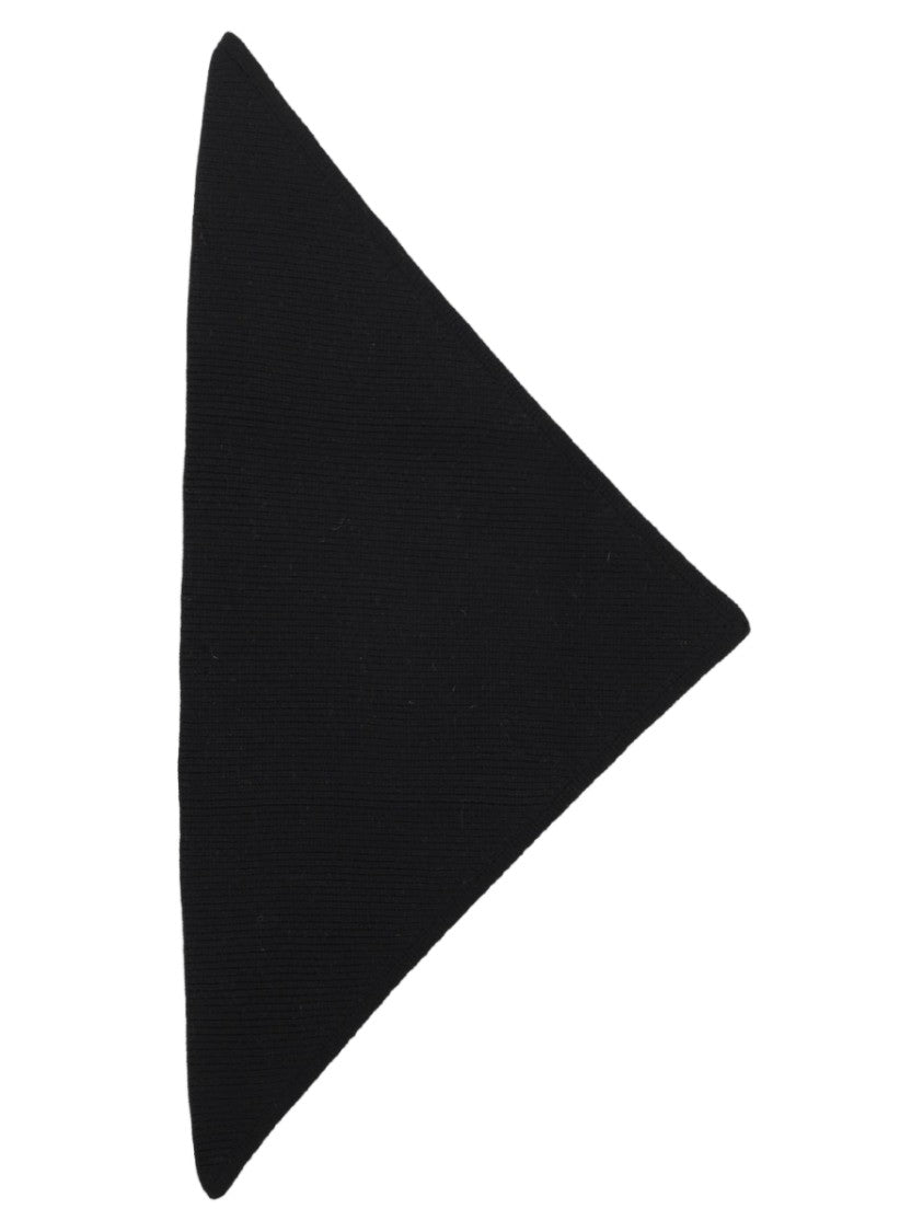 Studio Nicholson Black Ribbed Knit Triangle Merino Wool Scarf