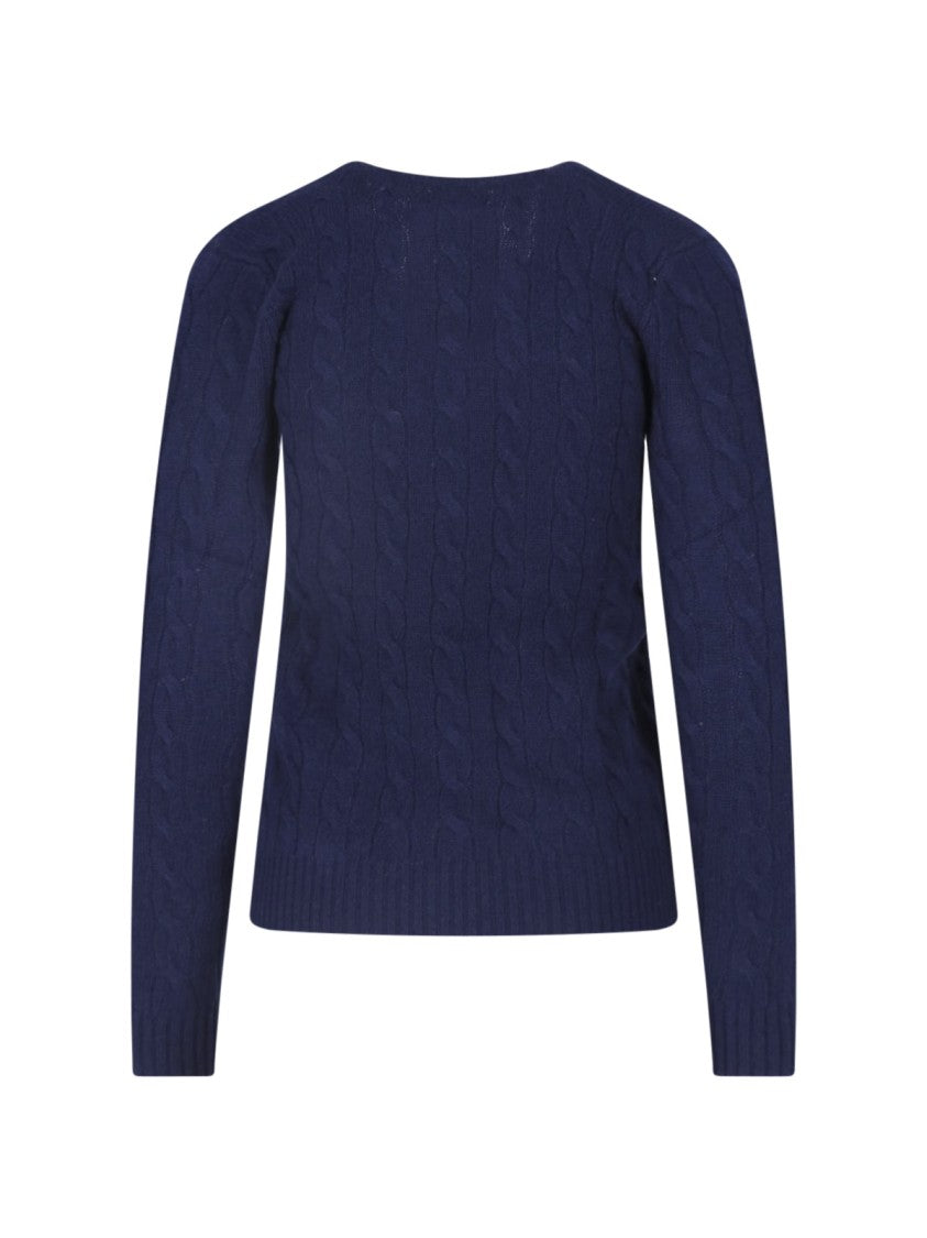 Polo Ralph Lauren Blue Wool-Cashmere Cable-Knit Sweater