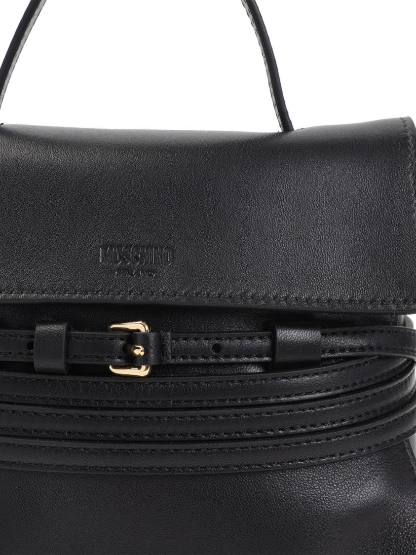 Moschino Structured Black Leather Handbag