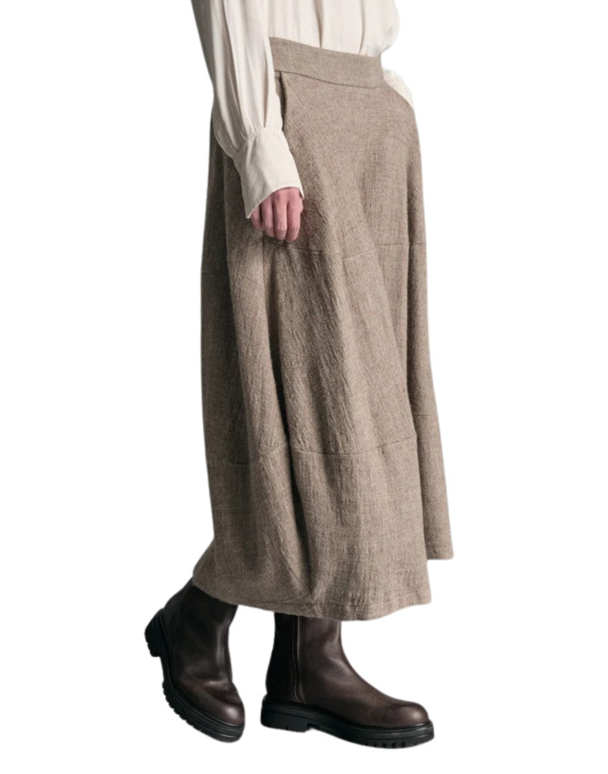 Transit Mud-Tone Long Wide Skirt With Fluid Composite Fabric