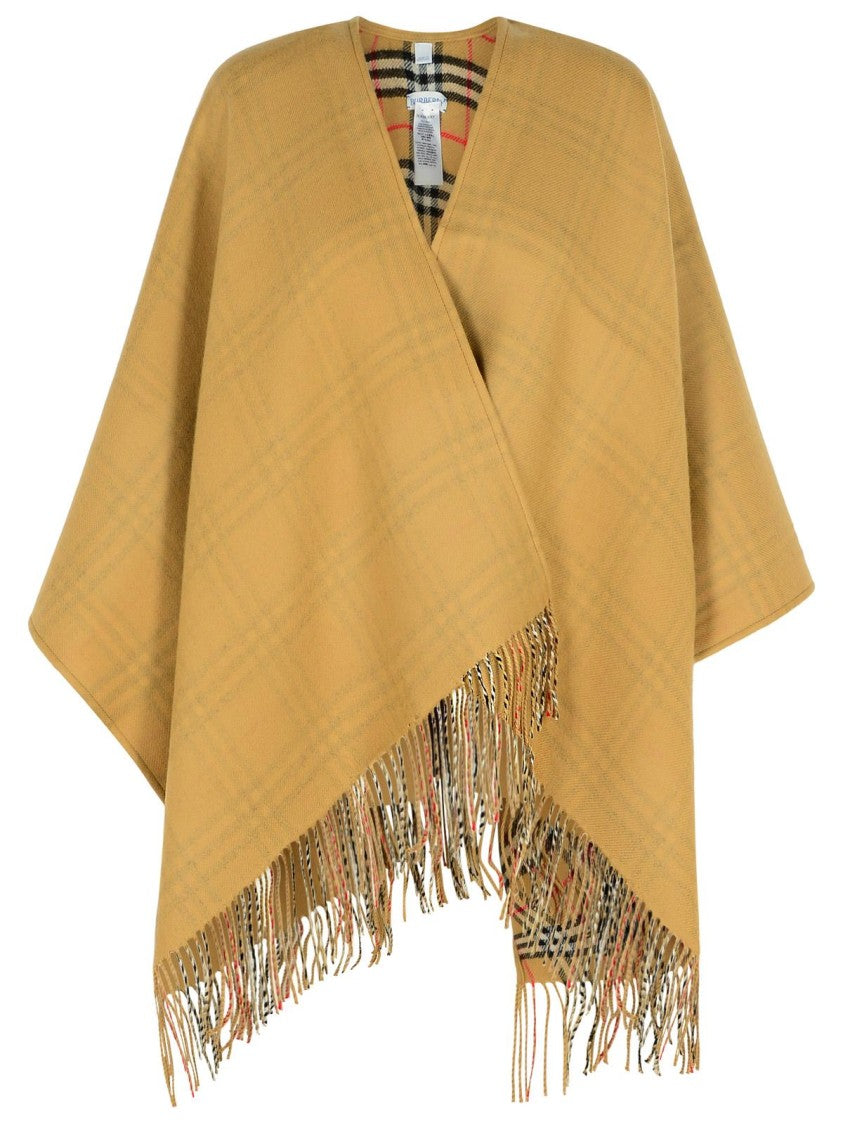 Burberry Reversible 'Check' Beige Wool Cape