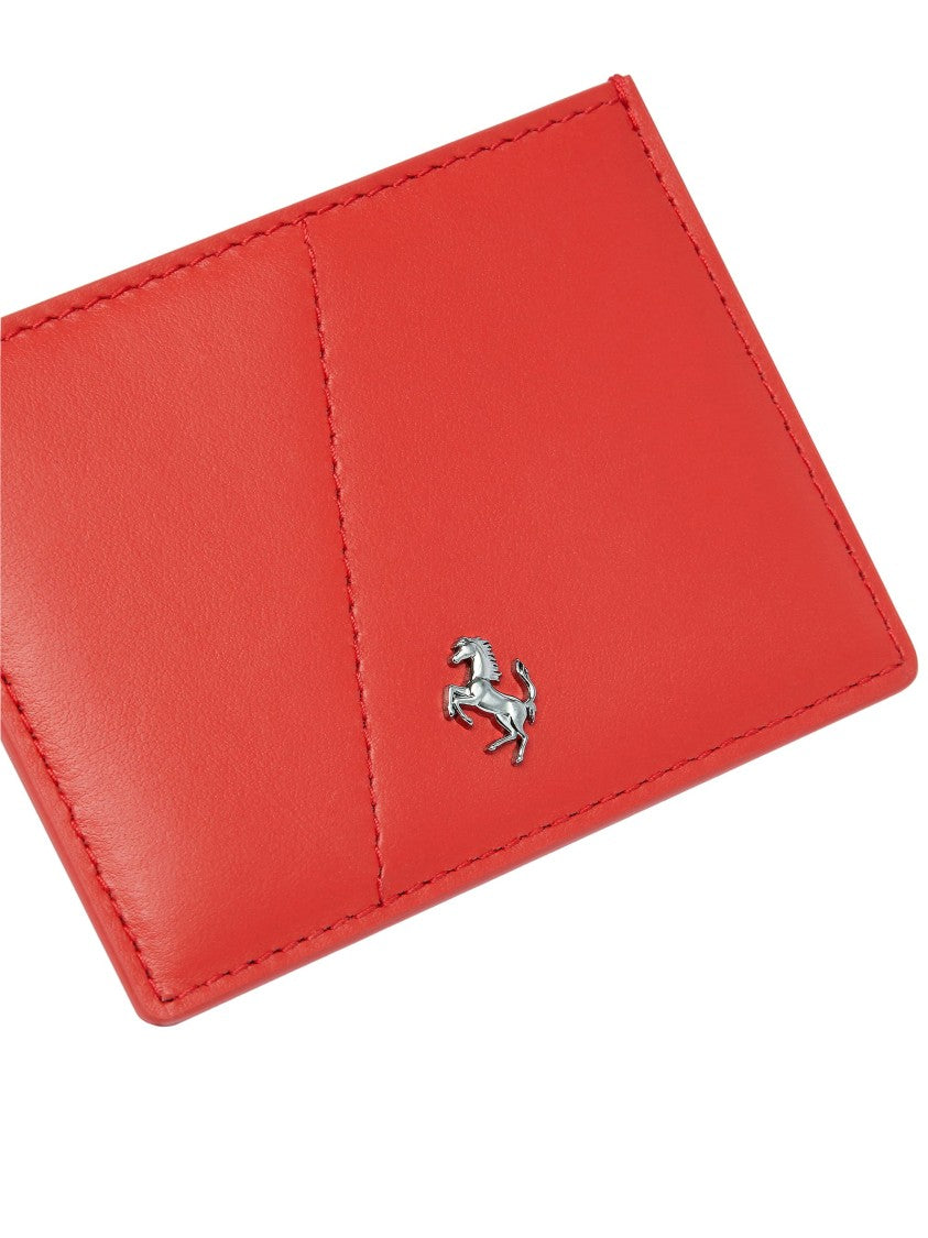Ferrari Red Leather Metallic Emblem Wallet