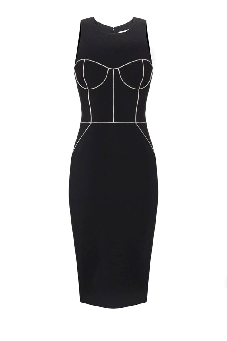 Elisabetta Franchi Fitted Midi Dress With Structured Bodice