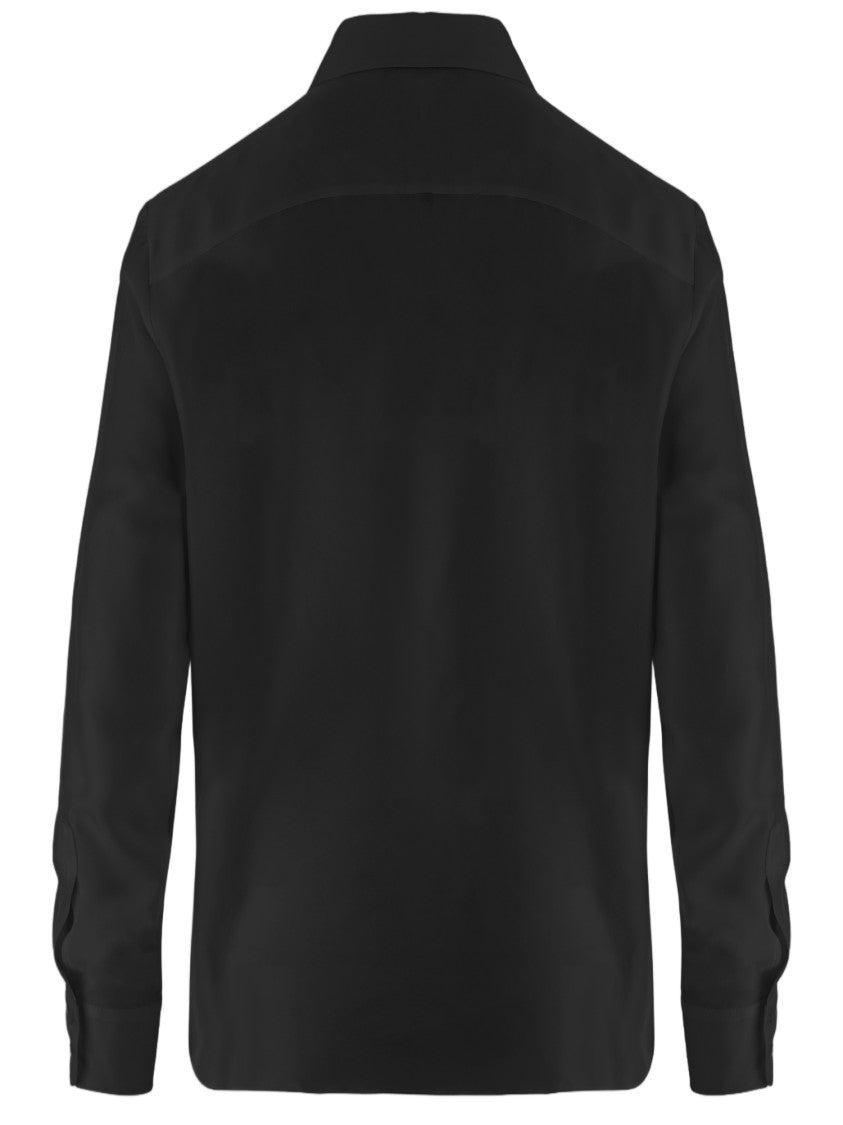 Her Shirt Long-Sleeved Silk Shirt With Classic Collar And Flap Pockets