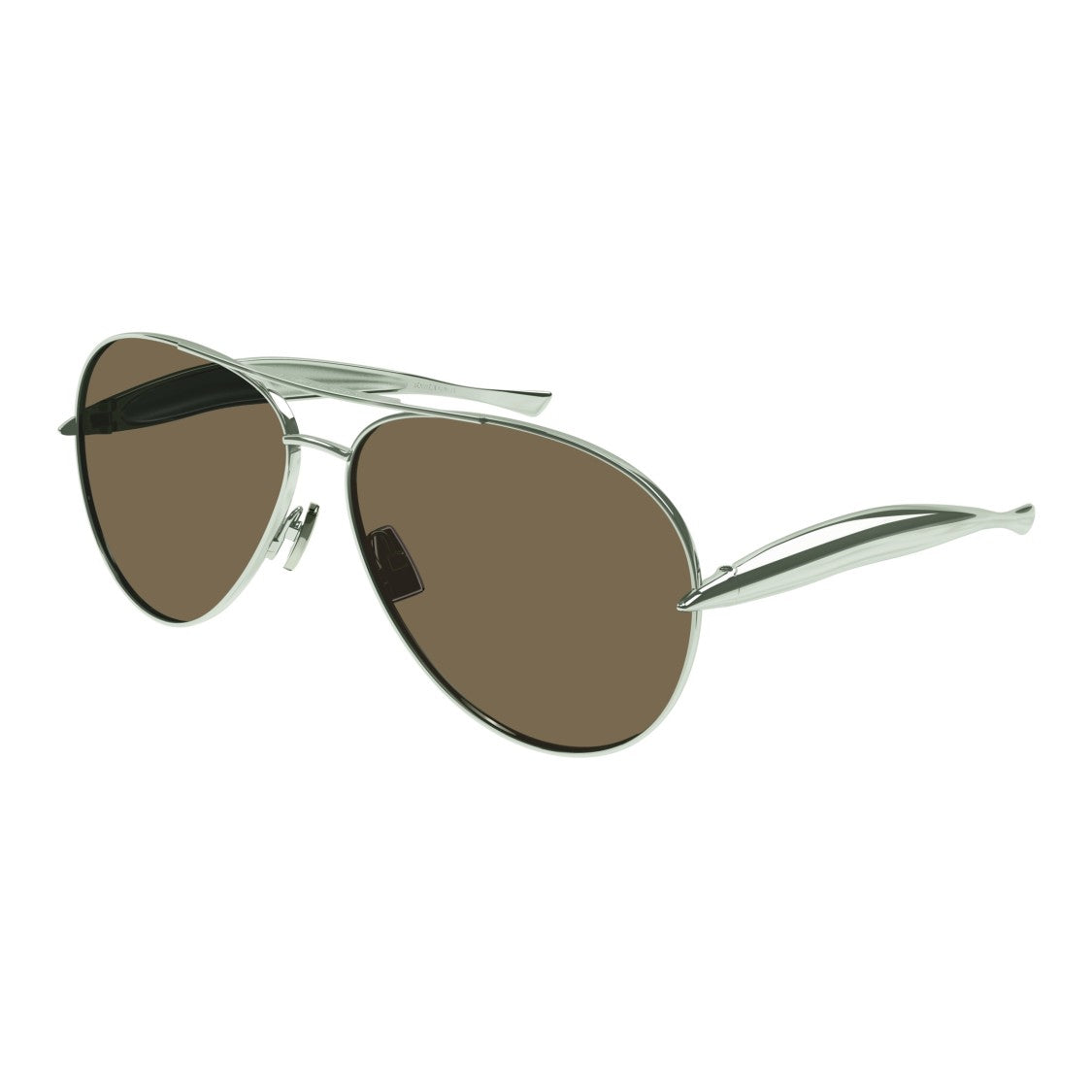Bottega Veneta Bv1305s Polished Silver Aviator Sunglasses