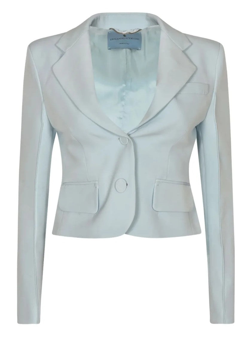 Ermanno Scervino Cropped Single-Breasted Blazer With Notched Lapel