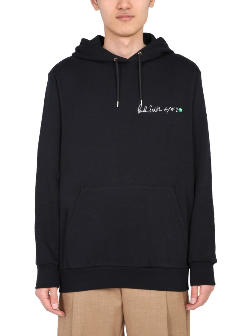 Paul Smith Black Hooded Sweatshirt With Graphic Accents