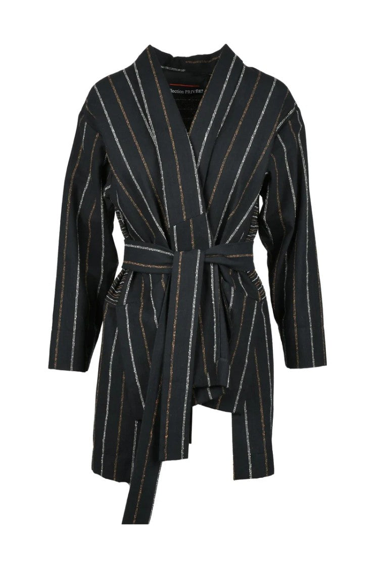 Collection Privee? Kimono Jacket Cotton - Black/Brown