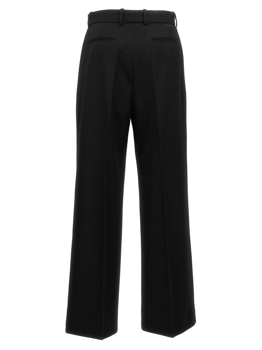 Lanvin Wide Leg Wool Trousers With Central Pleat