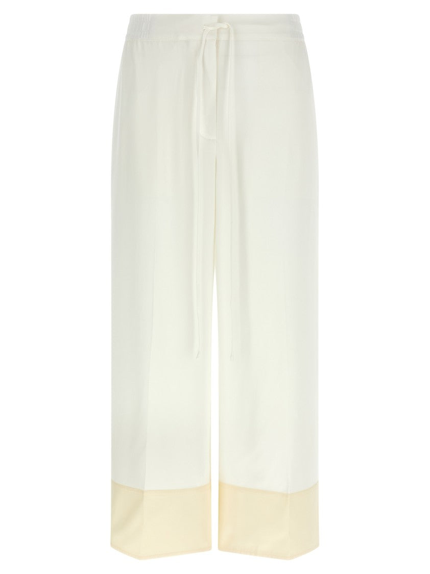 Totême Wide-Leg Cropped Satin Trousers With Pleated Detail