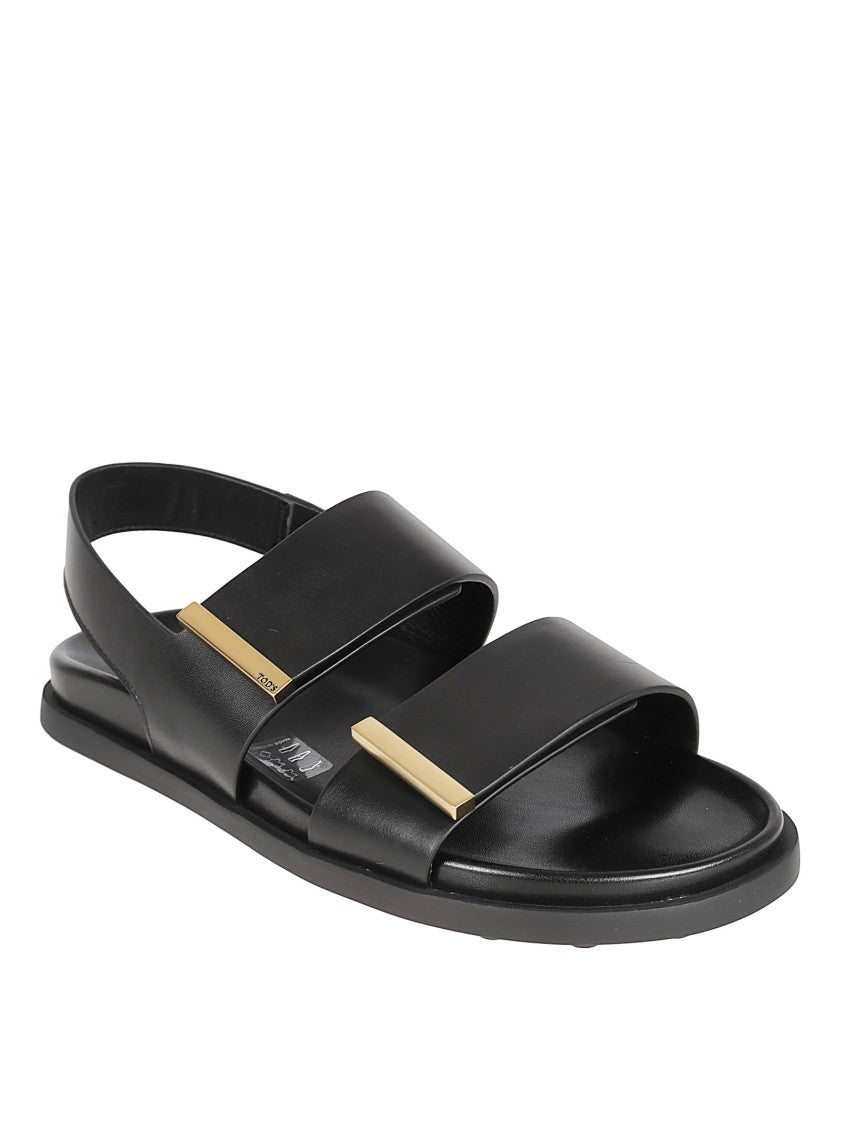 Tod's Black Sandals With Gold Accent