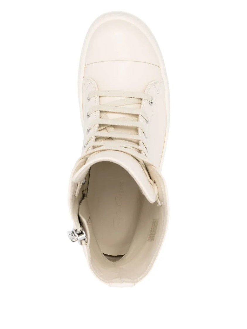 Rick Owens High-Top White Leather Sneakers