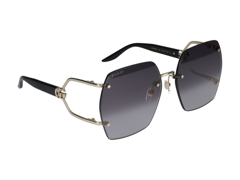 Gucci Gold Gg1562s Oversized Square Metal Sunglasses