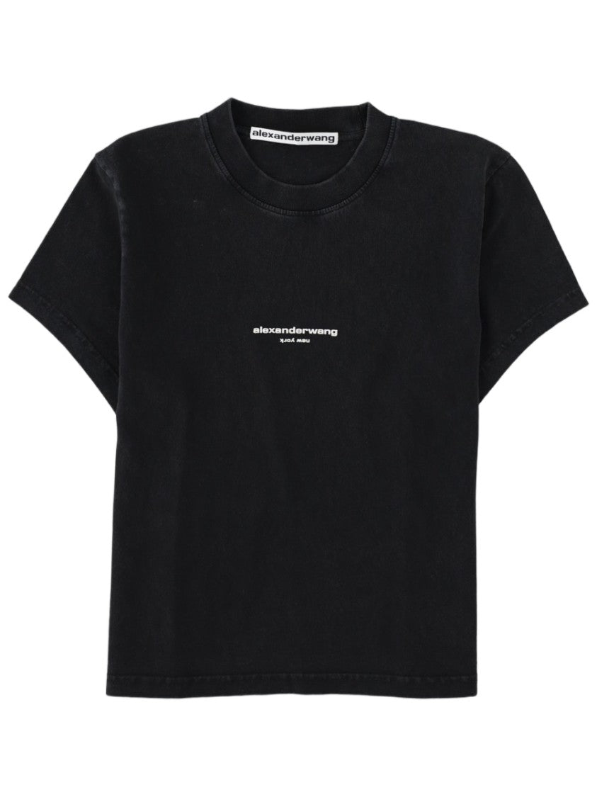 Alexander Wang Cropped Short-Sleeve Cotton Logo T-Shirt