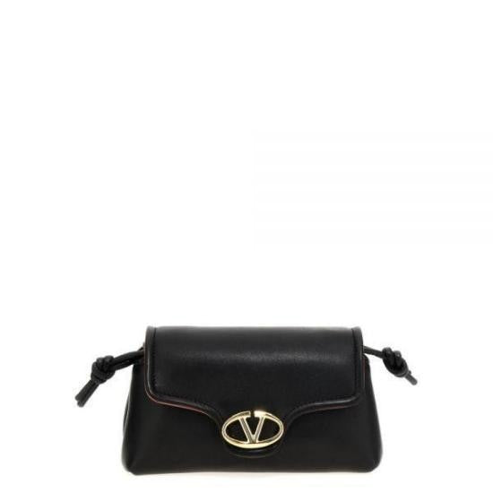 Valentino Garavani Structured Leather Shoulder Bag With Gold Emblem