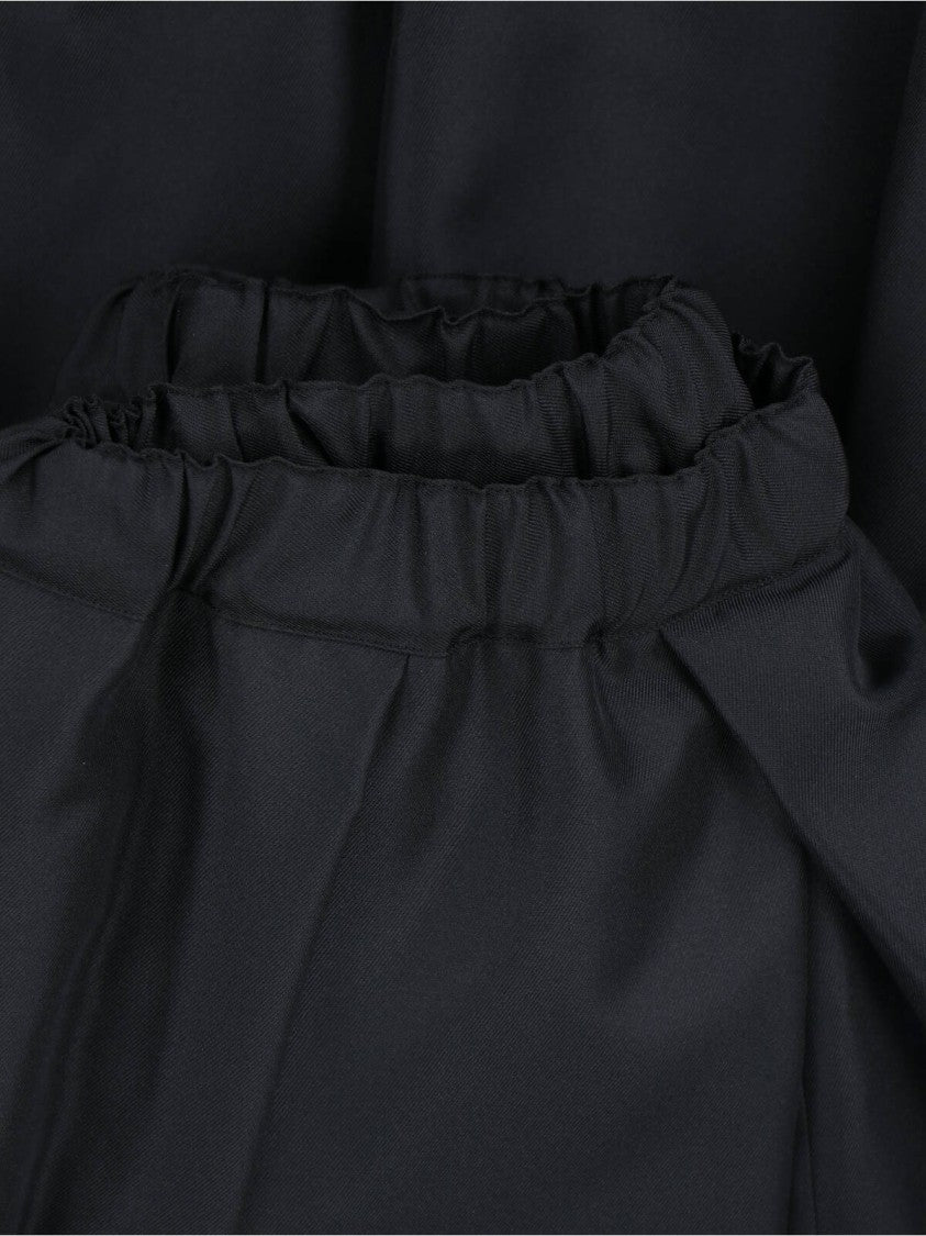 Comme Des Garçons Gathered Black Midi Skirt With Elastic Waistband