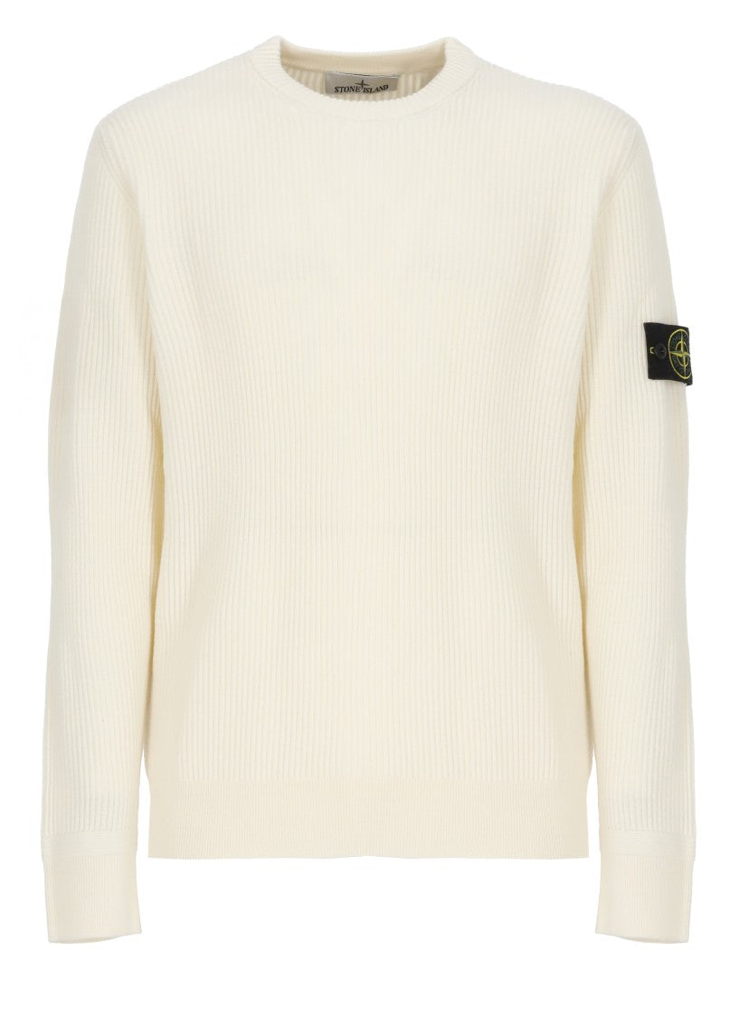 Stone Island Ivory Wool Sweater
