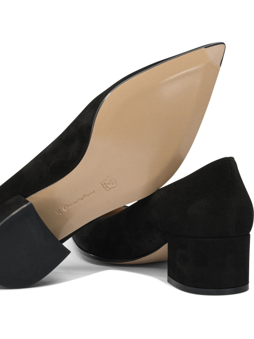 Gianvito Rossi Black Suede Heeled Pumps