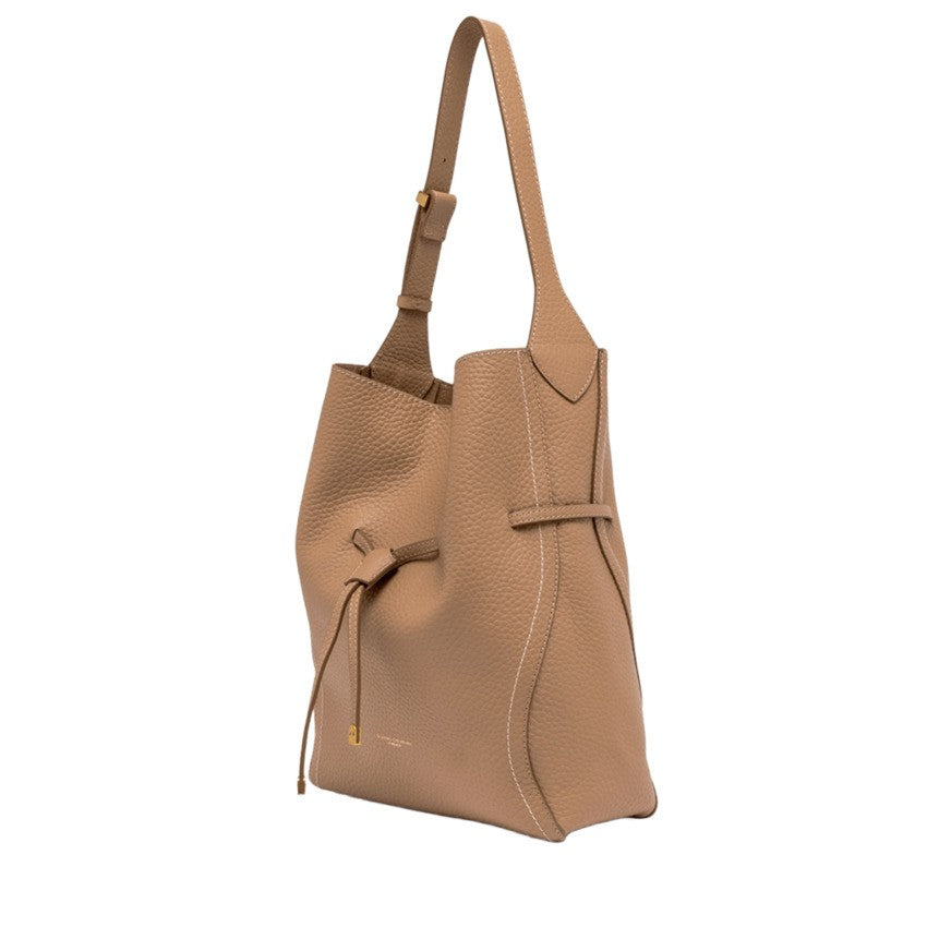 Gianni Chiarini Feminine Sand Handbag With Pebbled Texture