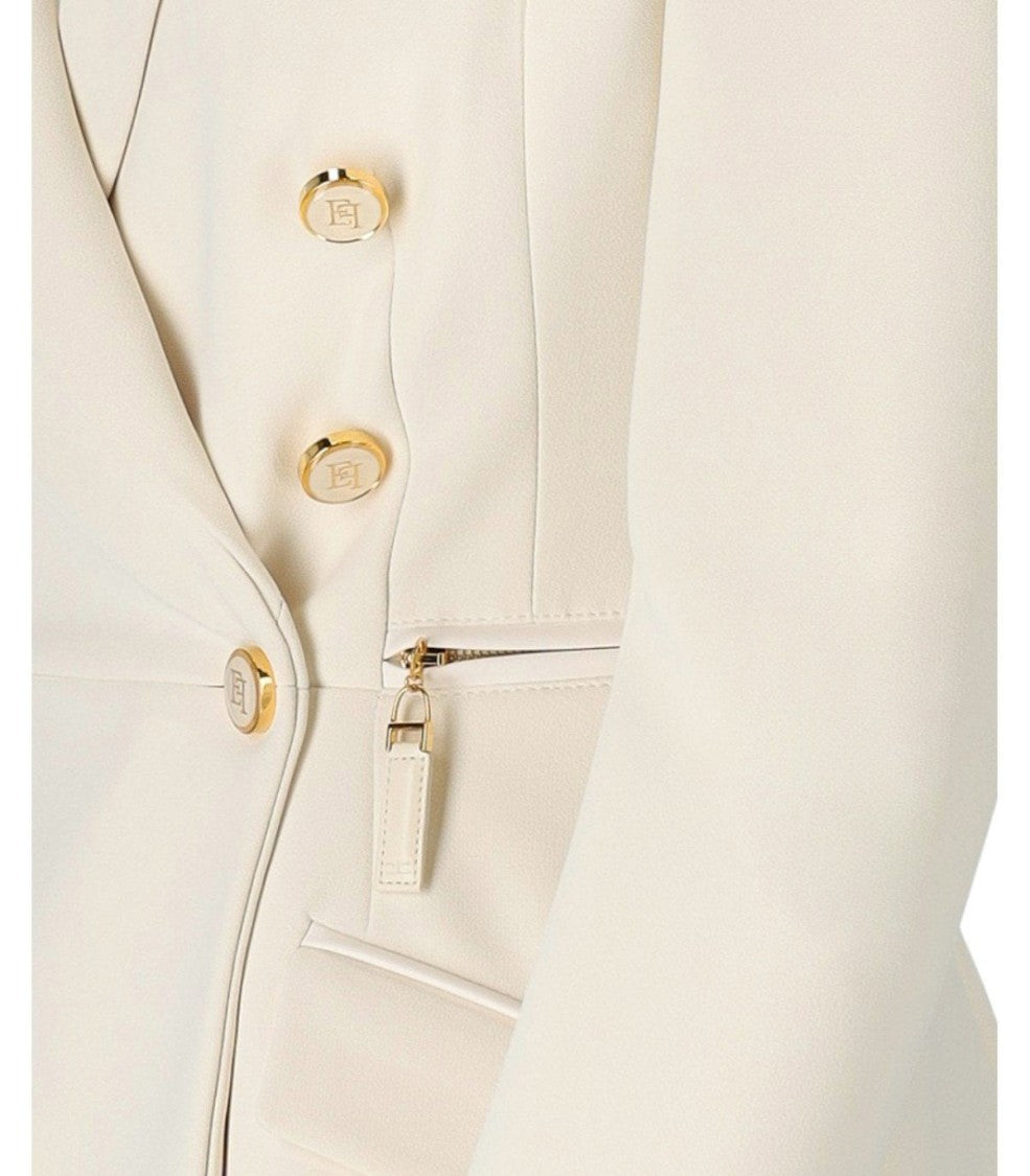 Elisabetta Franchi Milk Double-Breasted Blazer