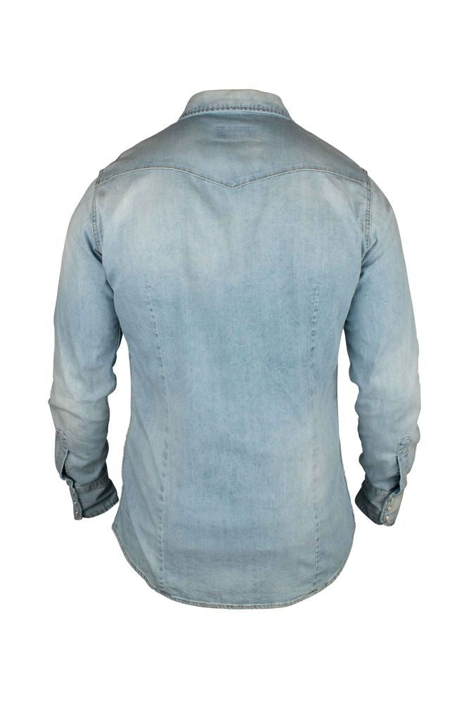 Dsquared2 Light Blue Cotton Denim Western Shirt