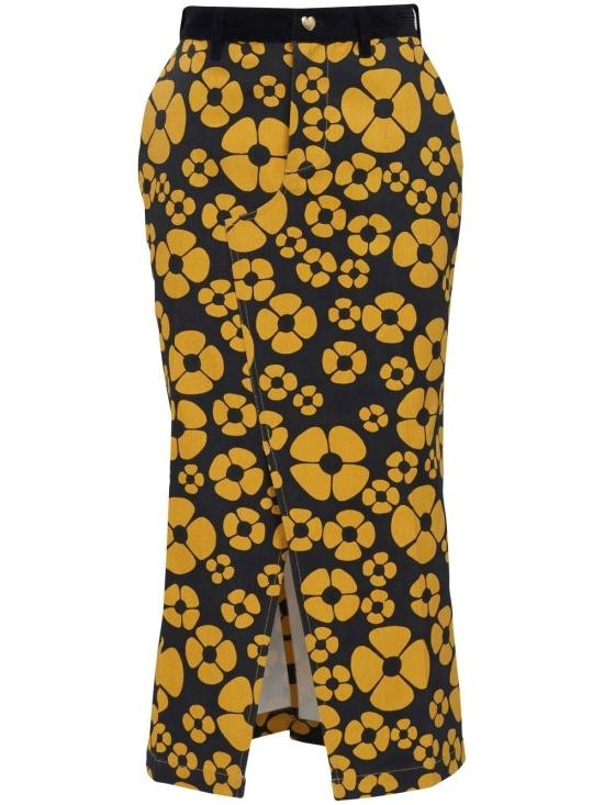Marni Fitted Floral Midi Skirt With Heart Detail