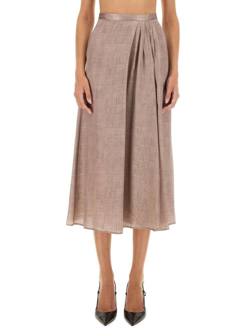 Kiton Flowing Midi Skirt In Silk-Viscose Blend