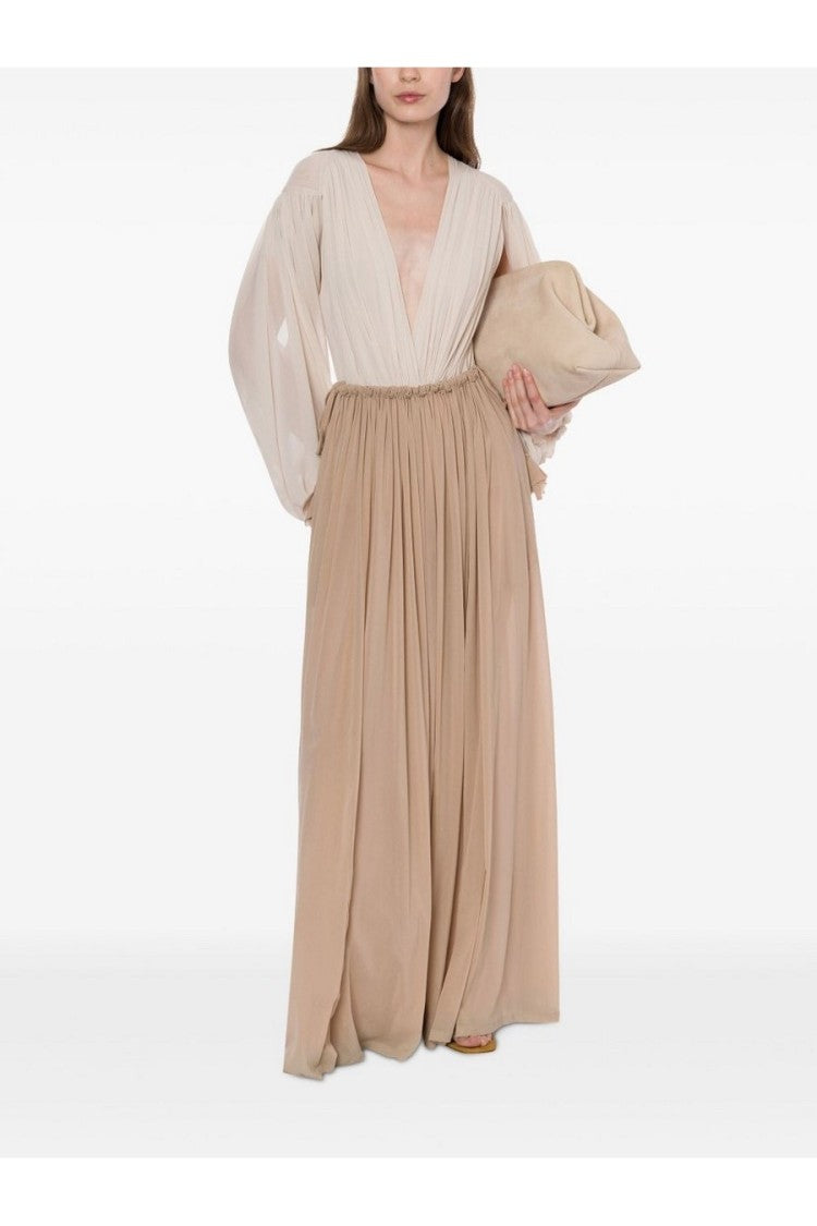 Philosophy Di Lorenzo Serafini Beige Maxi Skirt With Gathered Waist