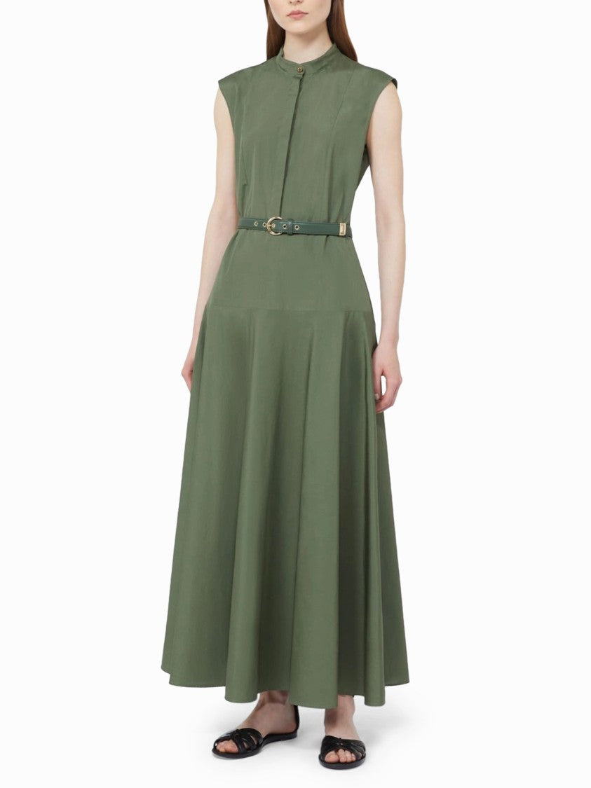 Max Mara Midi Dress With High Neckline And Fitted Bodice