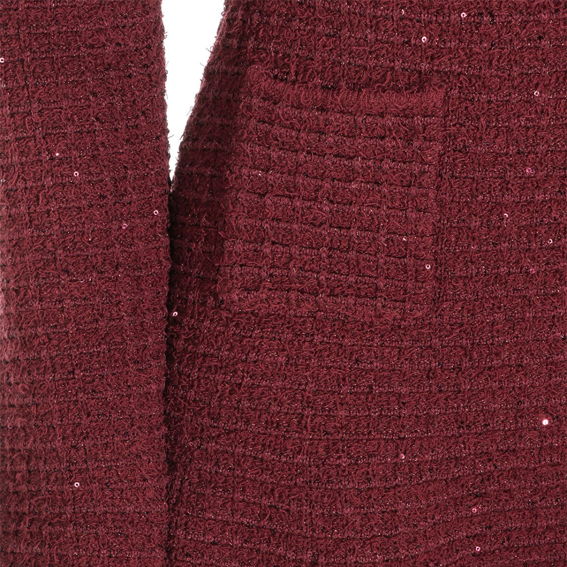 Self-Portrait Burgundy Silver Embellished Tweed Flared Dress
