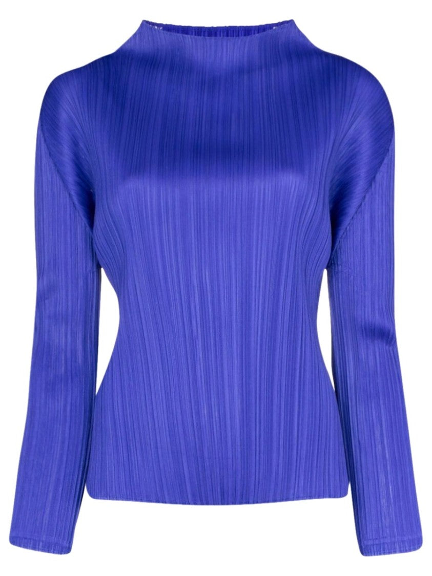 Pleats Please Issey Miyake Vibrant Blue Fitted Pleated T-Shirt