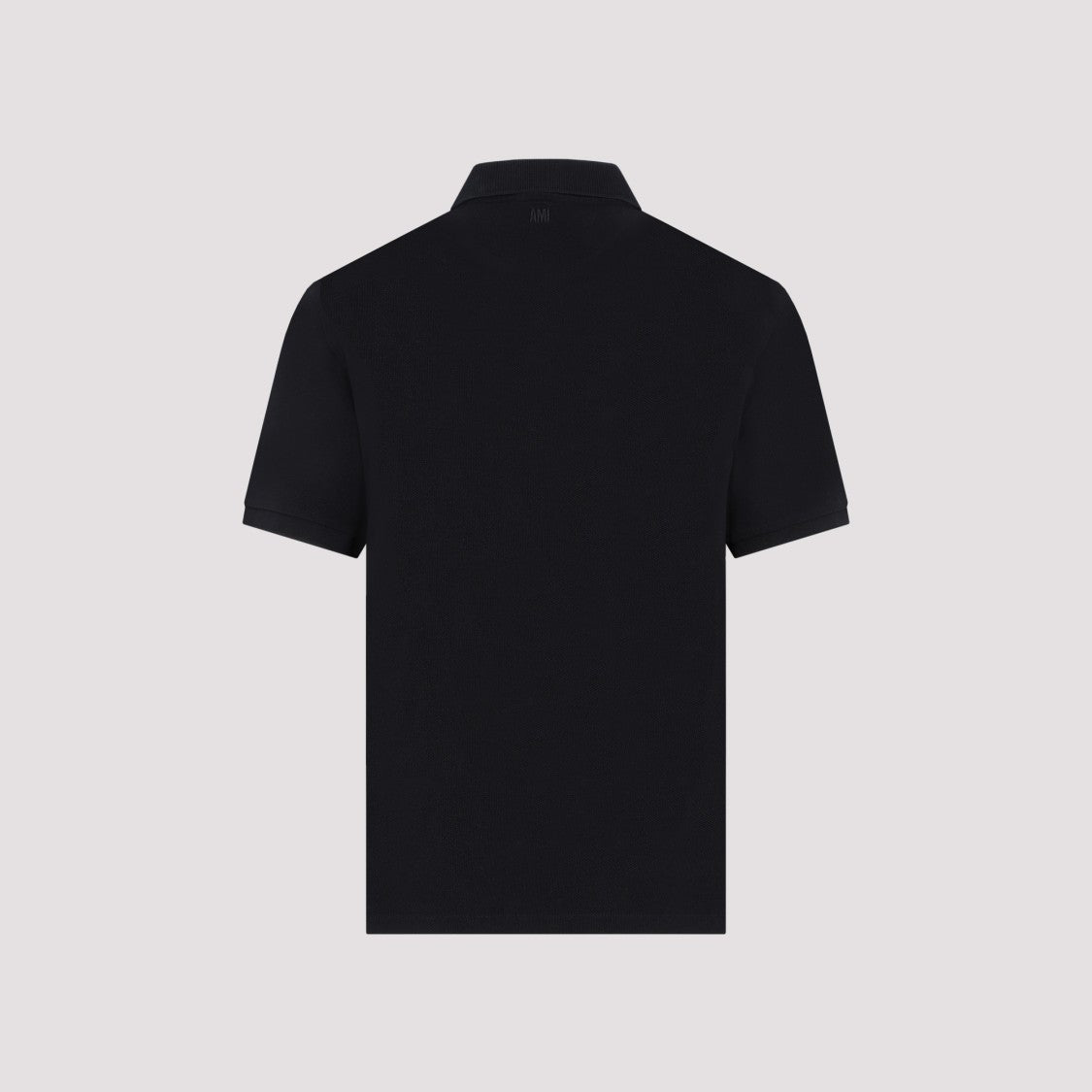 Ami Paris Organic Cotton Black Polo Shirt With Contrasting Embroidered Logo