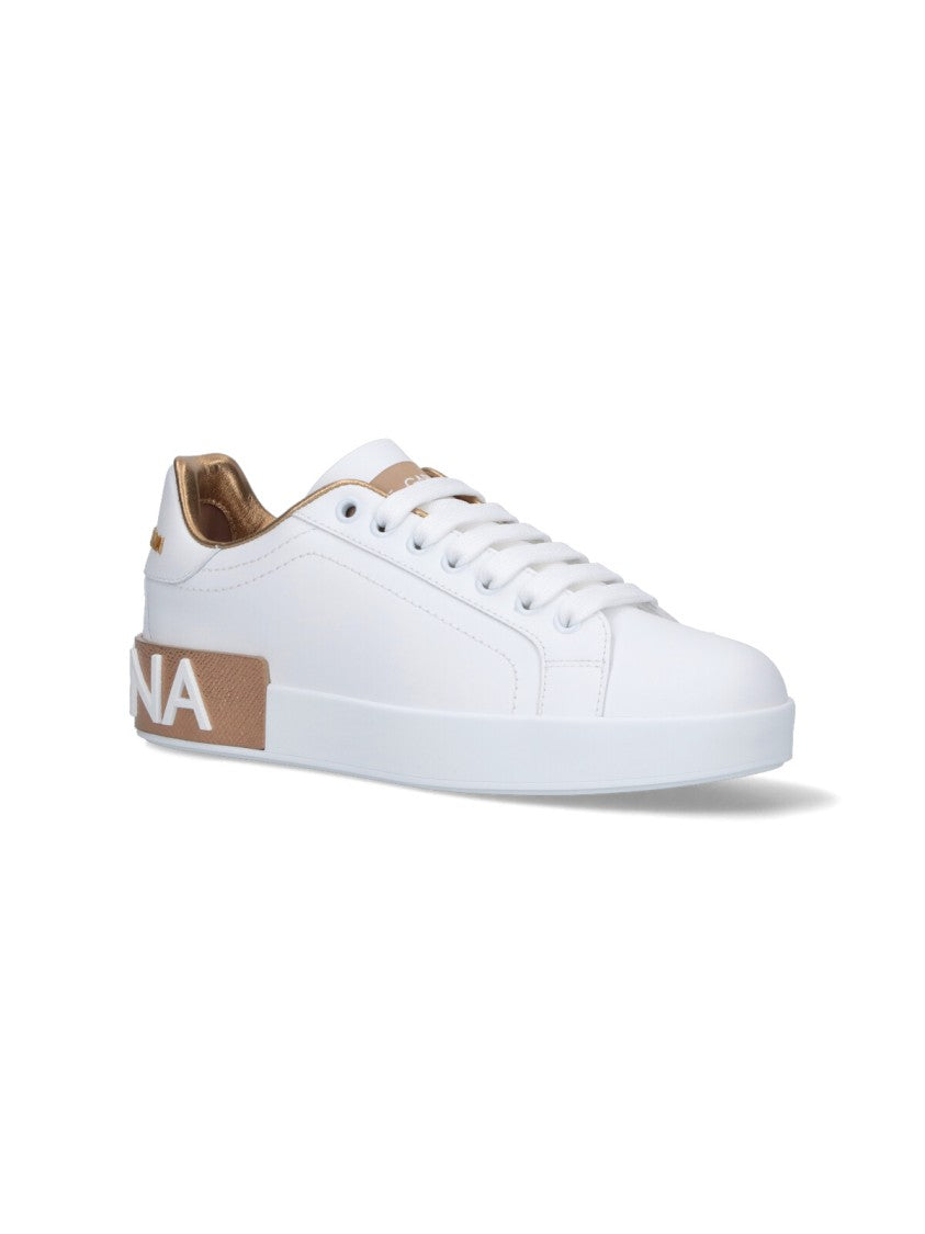 Dolce & Gabbana Low-Top Sneakers With Metallic Leather Details