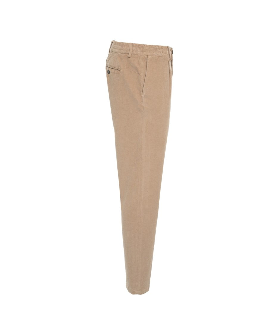 Cruna Beige Chinos With Fine Ribbed Texture